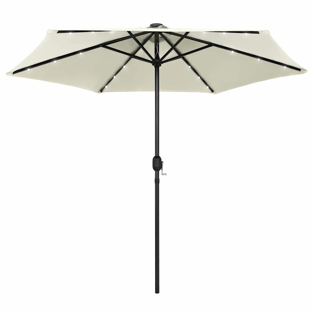 vidaXL Garden Parasol with LED Lights and Aluminium Pole 270 cm Sand White 1