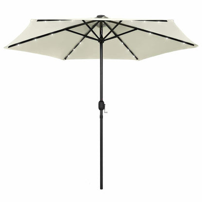 vidaXL Garden Parasol with LED Lights and Aluminium Pole 270 cm Sand White 1