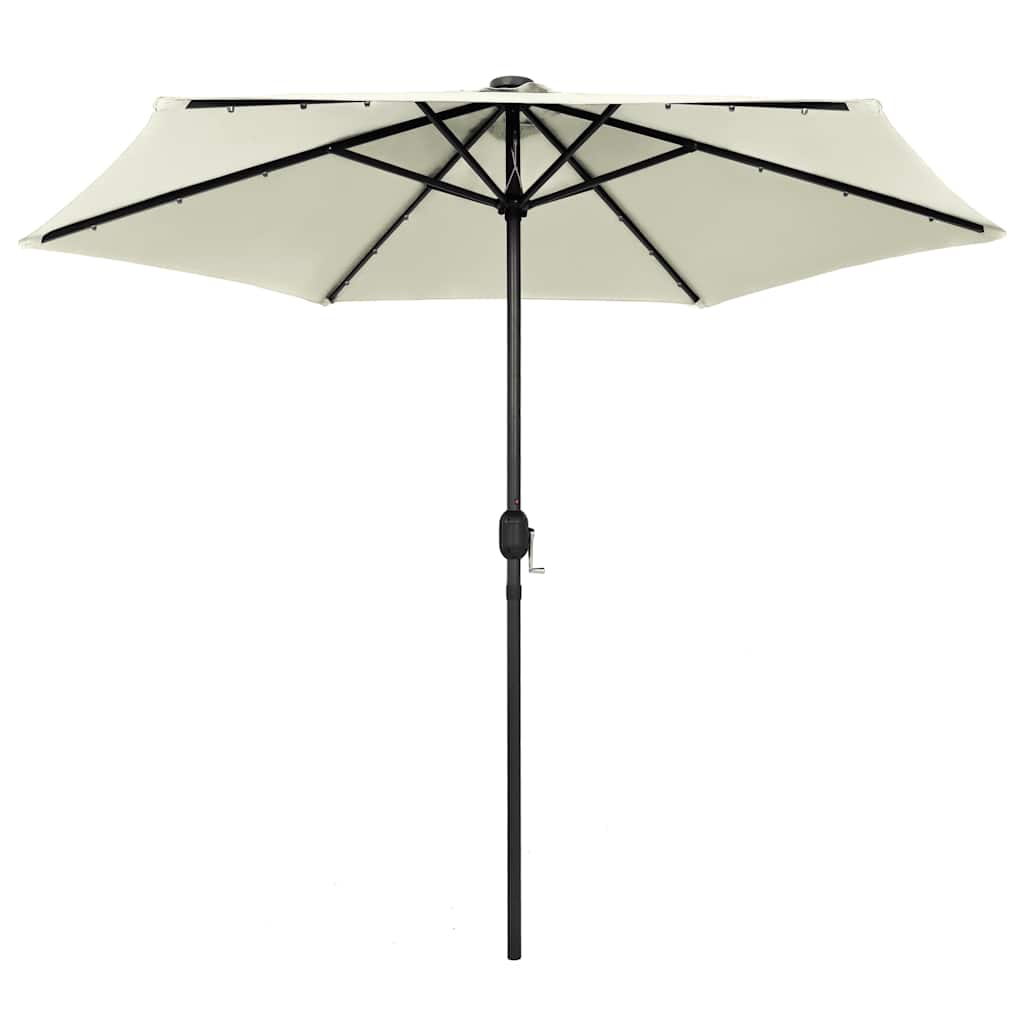 vidaXL Garden Parasol with LED Lights and Aluminium Pole 270 cm Sand White 2