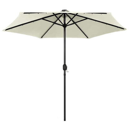 vidaXL Garden Parasol with LED Lights and Aluminium Pole 270 cm Sand White 2