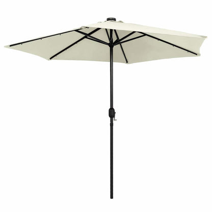 vidaXL Garden Parasol with LED Lights and Aluminium Pole 270 cm Sand White 3