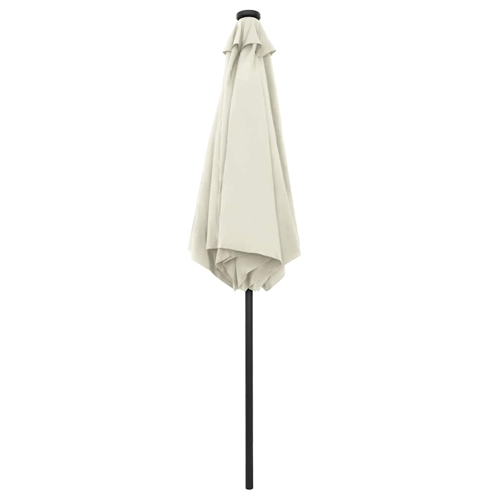 vidaXL Garden Parasol with LED Lights and Aluminium Pole 270 cm Sand White 4