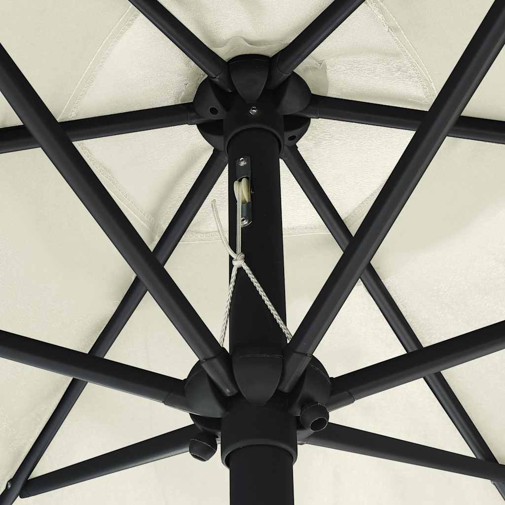 vidaXL Garden Parasol with LED Lights and Aluminium Pole 270 cm Sand White 5