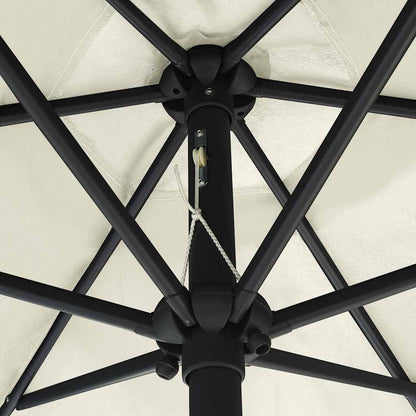 vidaXL Garden Parasol with LED Lights and Aluminium Pole 270 cm Sand White 5