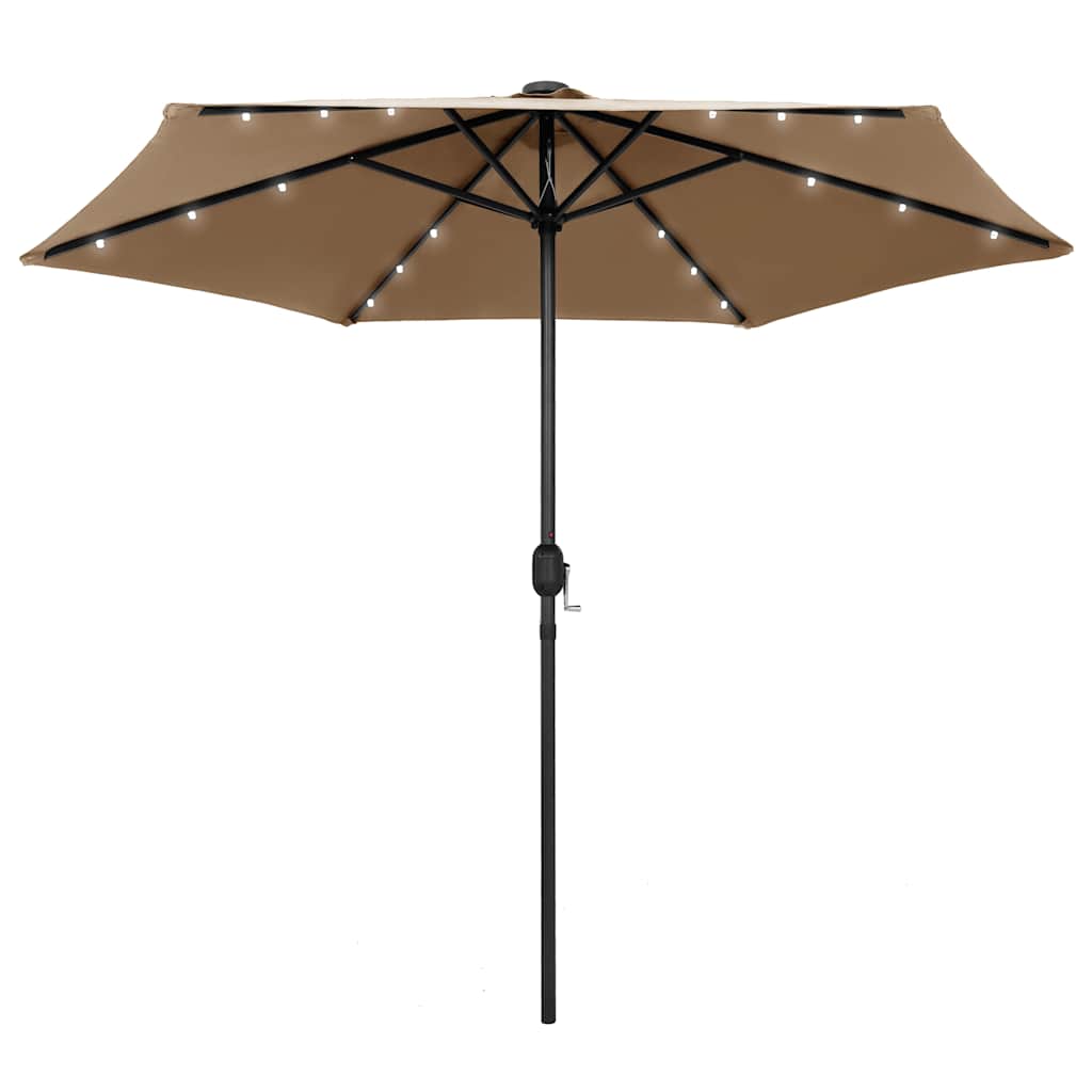 vidaXL Garden Parasol with LED Lights and Aluminium Pole 270 cm Taupe 1