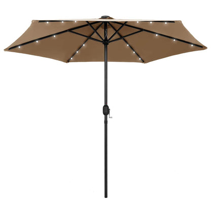 vidaXL Garden Parasol with LED Lights and Aluminium Pole 270 cm Taupe 1