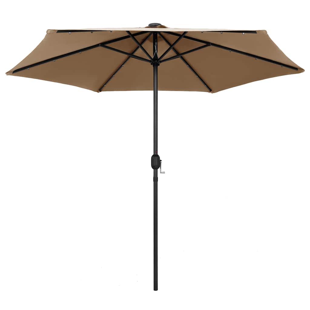 vidaXL Garden Parasol with LED Lights and Aluminium Pole 270 cm Taupe 2