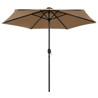 vidaXL Garden Parasol with LED Lights and Aluminium Pole 270 cm Taupe 2