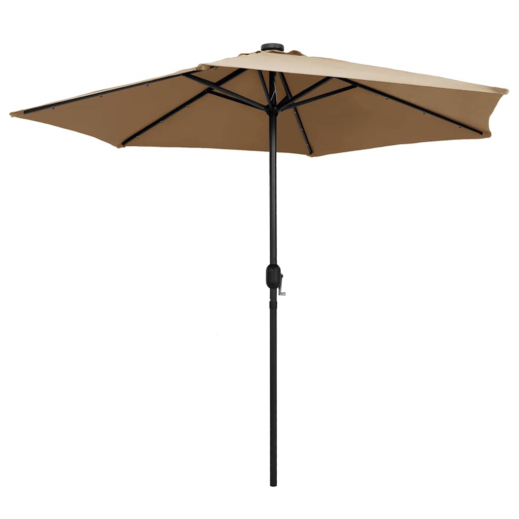 vidaXL Garden Parasol with LED Lights and Aluminium Pole 270 cm Taupe 3