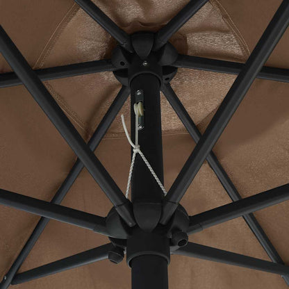 vidaXL Garden Parasol with LED Lights and Aluminium Pole 270 cm Taupe 5