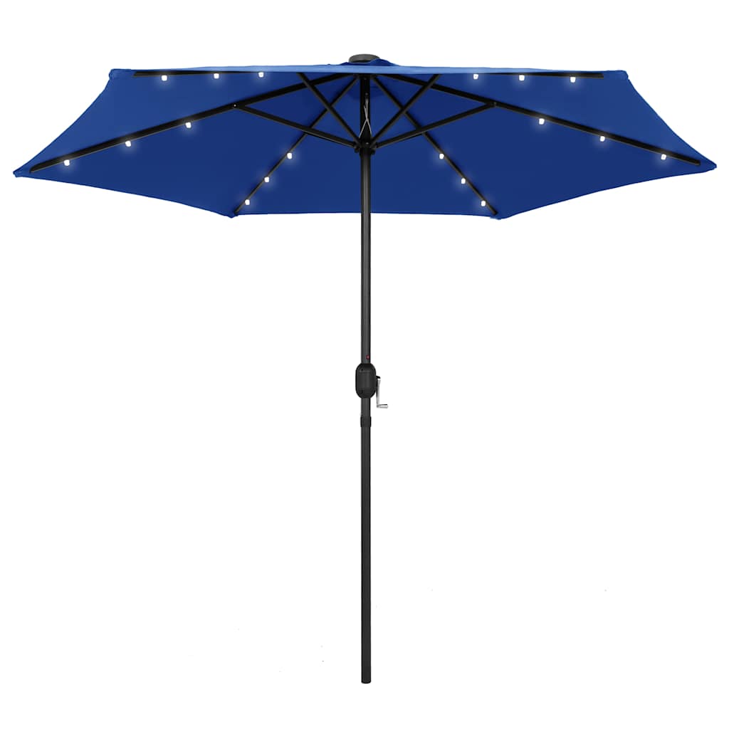vidaXL Garden Parasol with LED Lights and Aluminium Pole 270 cm Azure Blue 1