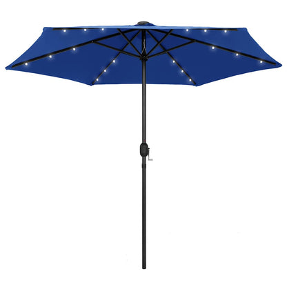 vidaXL Garden Parasol with LED Lights and Aluminium Pole 270 cm Azure Blue 1