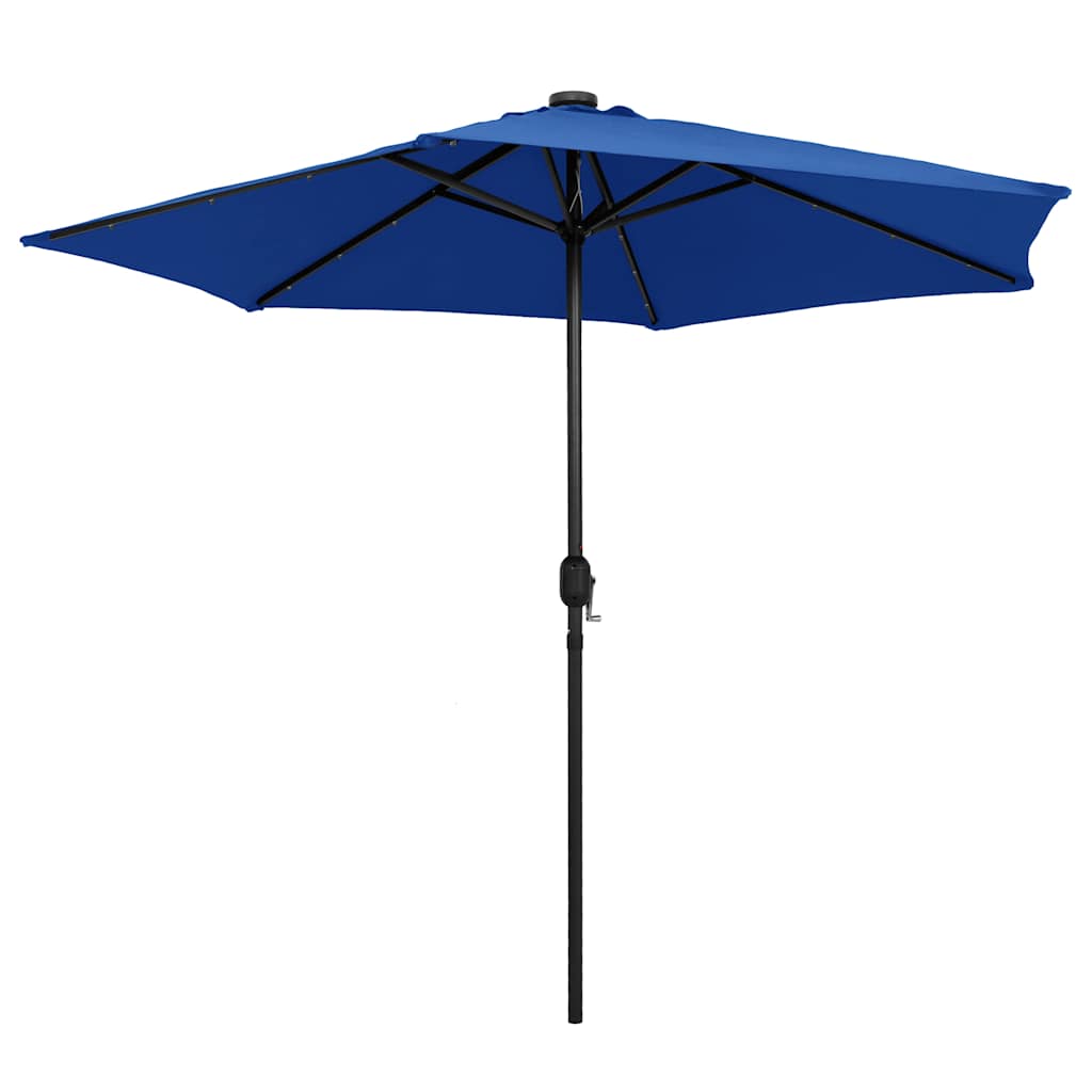 vidaXL Garden Parasol with LED Lights and Aluminium Pole 270 cm Azure Blue 3