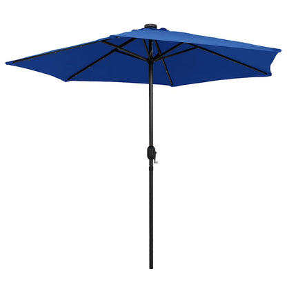 vidaXL Garden Parasol with LED Lights and Aluminium Pole 270 cm Azure Blue 3