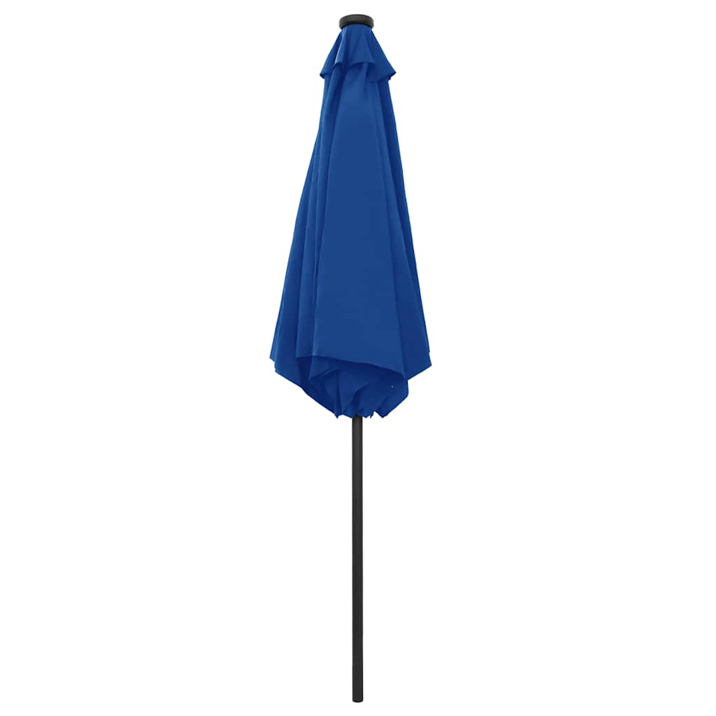 vidaXL Garden Parasol with LED Lights and Aluminium Pole 270 cm Azure Blue 4
