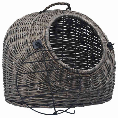 vidaXL Cat Carrier | Grey and black | Natural willow, iron | Medium | Portable 2