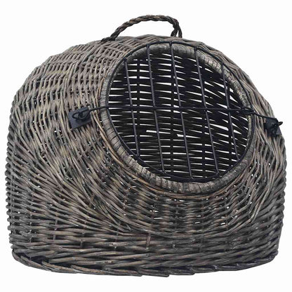 vidaXL Cat Carrier | Grey and black | Natural willow, iron | Medium | Portable 3
