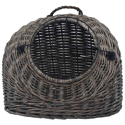 vidaXL Cat Carrier | Grey and black | Natural willow, iron | Medium | Portable 4