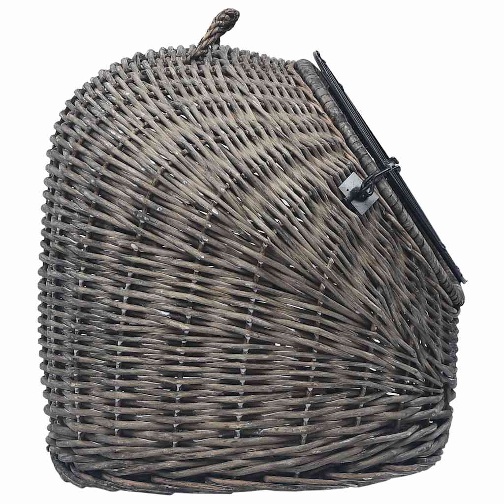 vidaXL Cat Carrier | Grey and black | Natural willow, iron | Medium | Portable 5