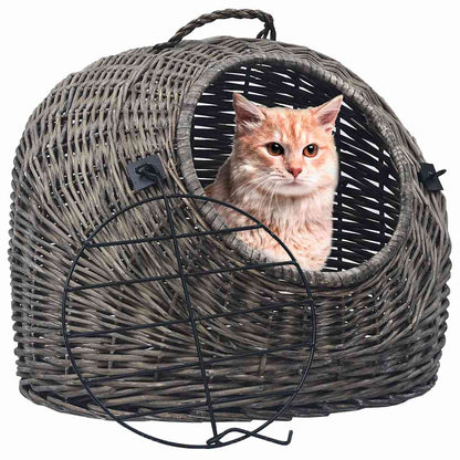 vidaXL Cat Carrier | Grey and black | Natural willow, iron | Medium | Portable 1