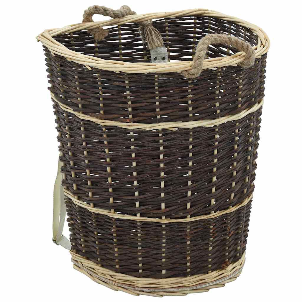 vidaXL Firewood Backpack with Carrying Belts 44.5x37x50 cm Natural Willow 1