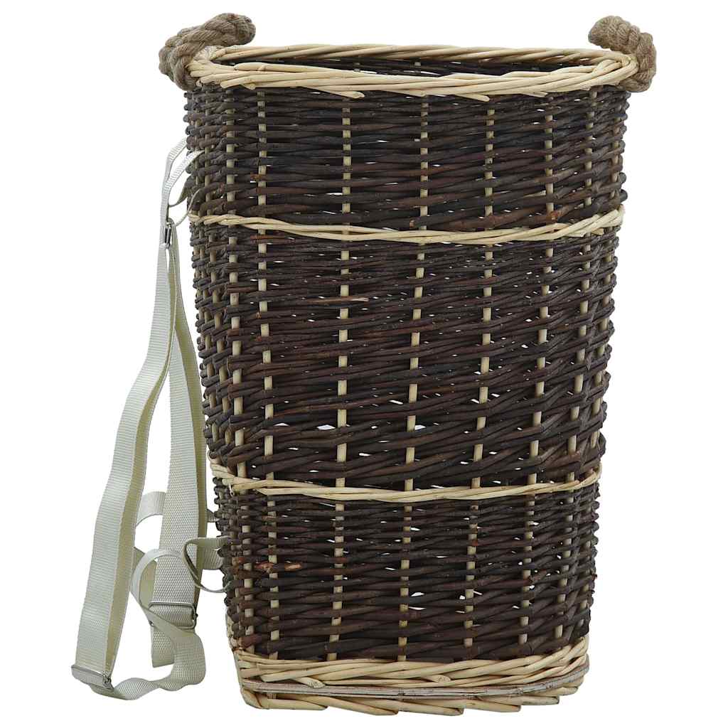 vidaXL Firewood Backpack with Carrying Belts 44.5x37x50 cm Natural Willow 2