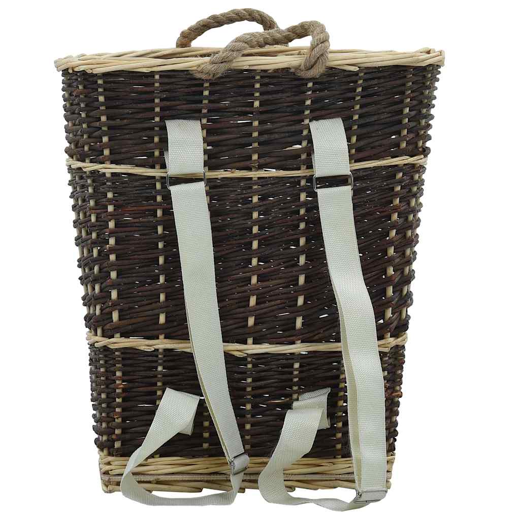 vidaXL Firewood Backpack with Carrying Belts 44.5x37x50 cm Natural Willow 3