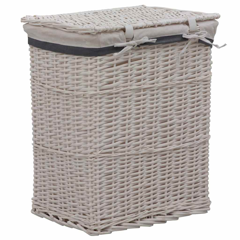 vidaXL Laundry Basket White Willow 4