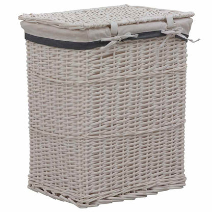 vidaXL Laundry Basket White Willow 4