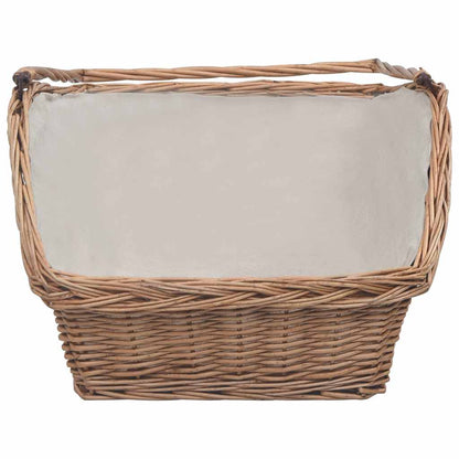 vidaXL Firewood Basket with Handle 61.5x46.5x58 cm Brown Willow 3