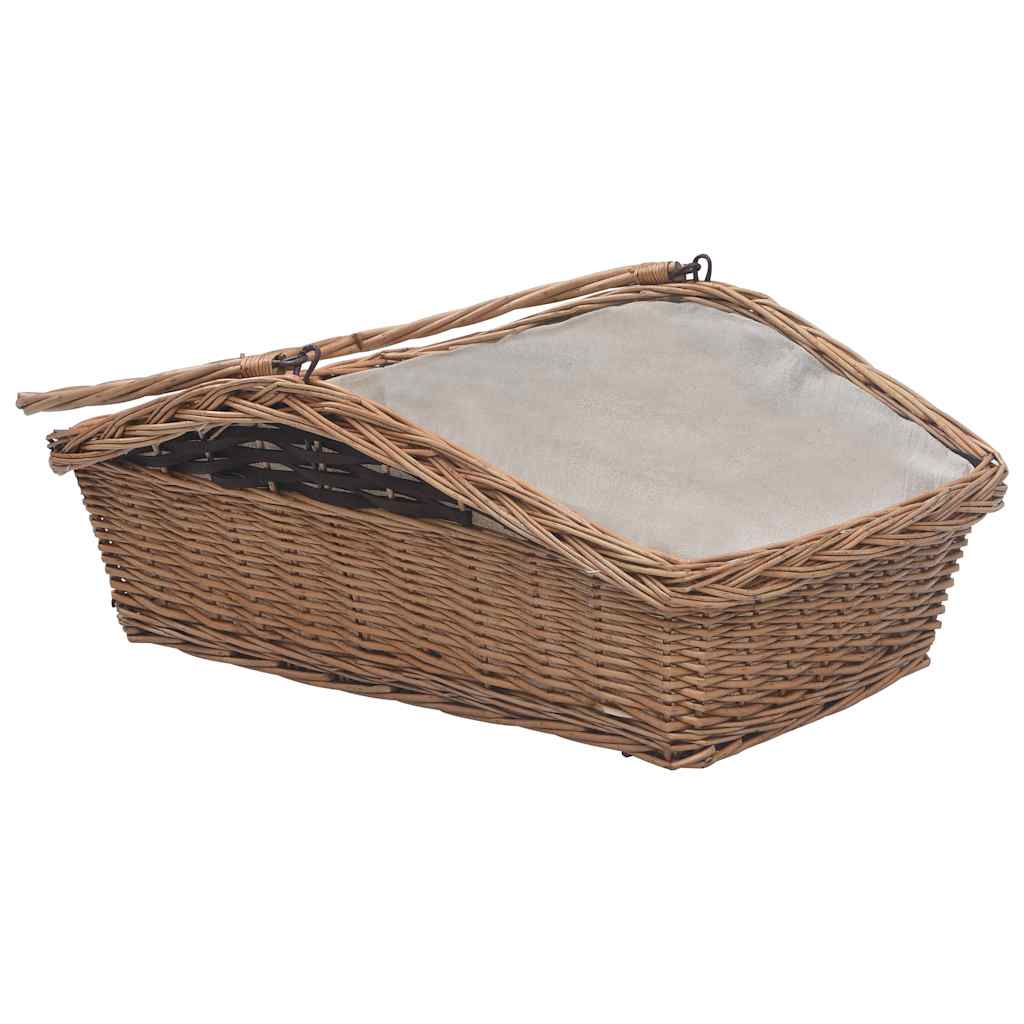 vidaXL Firewood Basket with Handle 61.5x46.5x58 cm Brown Willow 4