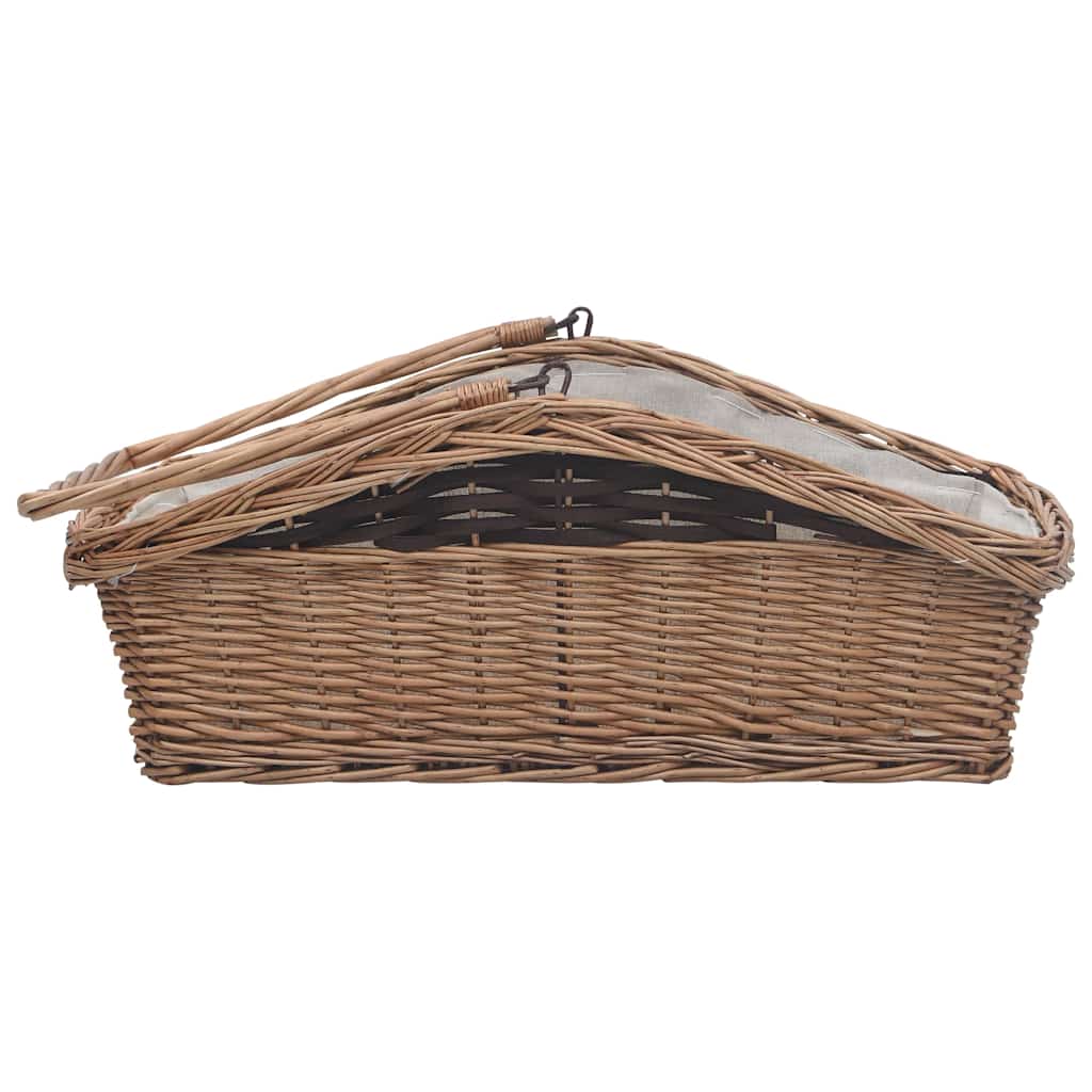 vidaXL Firewood Basket with Handle 61.5x46.5x58 cm Brown Willow 5
