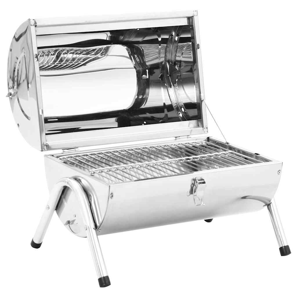 vidaXL Portable Tabletop Charcoal BBQ Grill Stainless Steel Double Grids 2