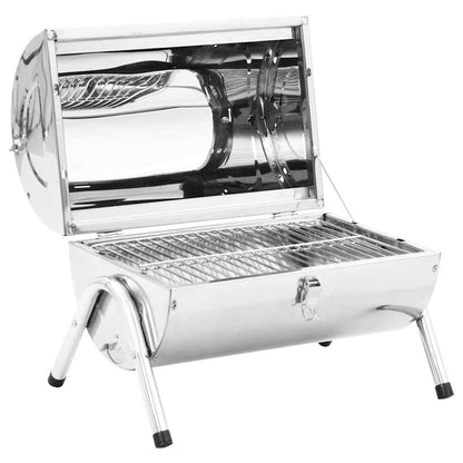 vidaXL Portable Tabletop Charcoal BBQ Grill Stainless Steel Double Grids 2