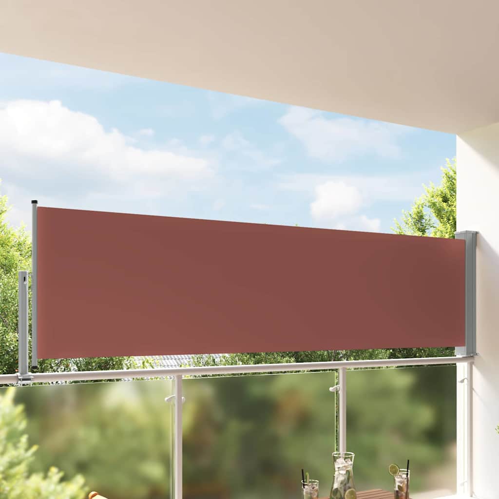 vidaXL Side Awning | Brown | Polyester | 100x300 cm | Retractable | Modern 1