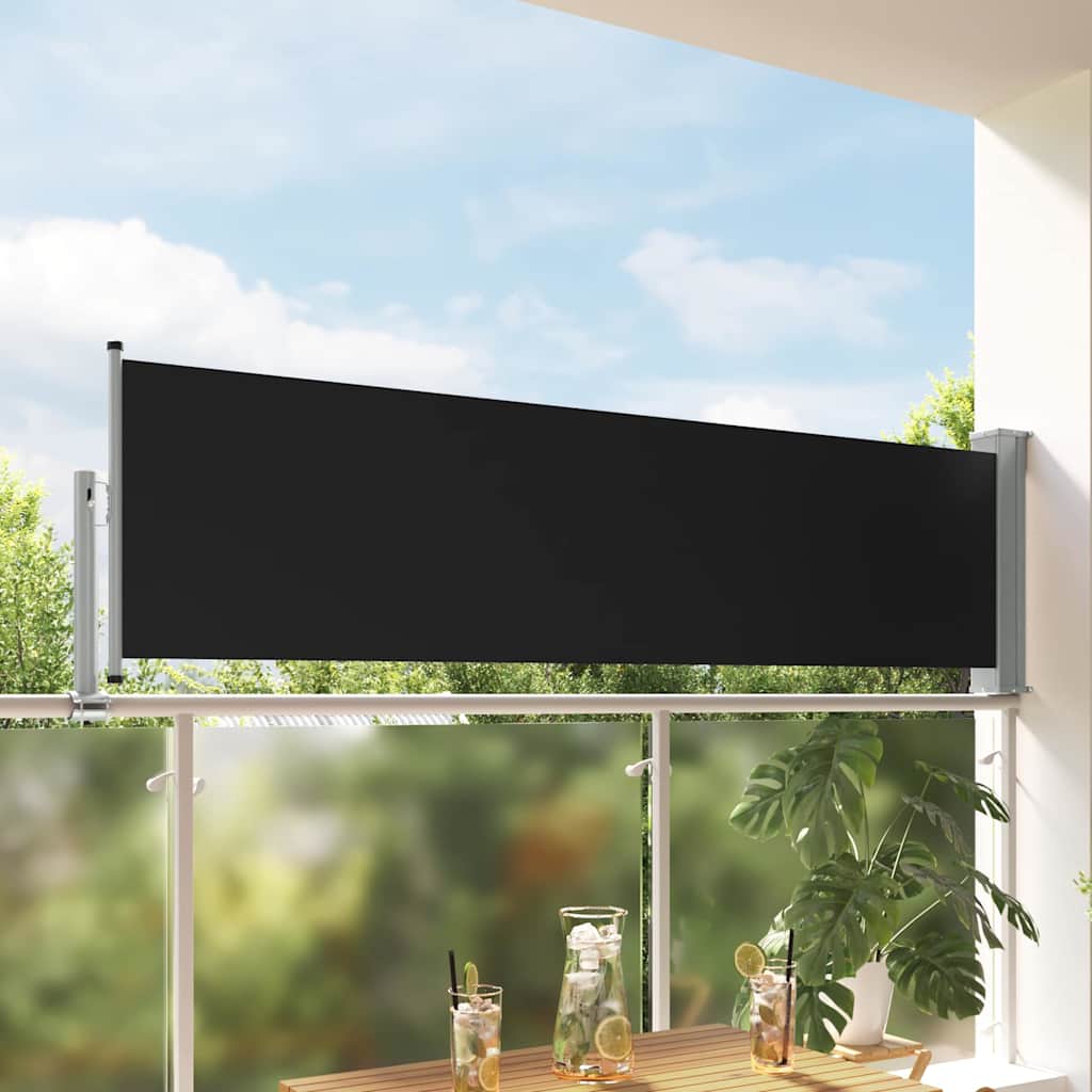 vidaXL Side Awning | Black and Grey | Polyester with PU coating | 80 x 300 cm 1