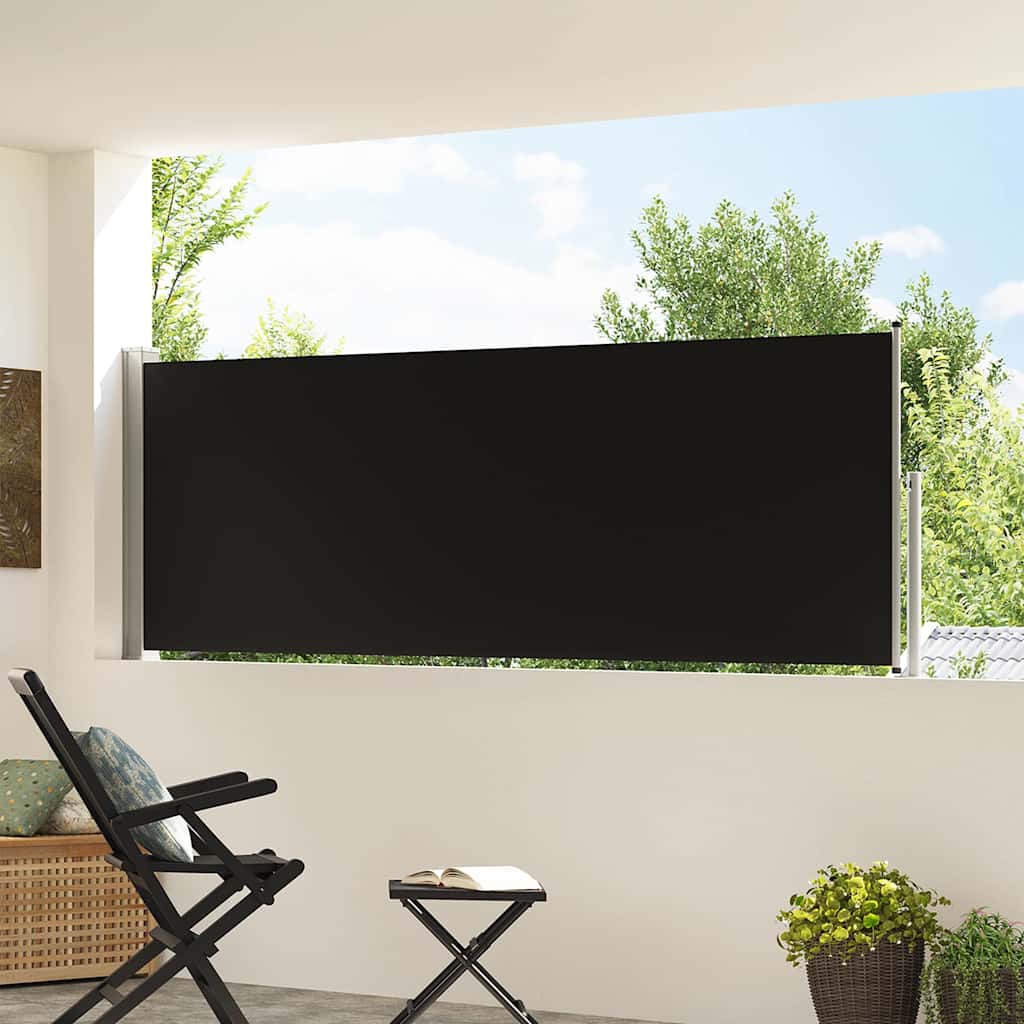 vidaXL Patio Retractable Side Awning 100x314 cm Black 3