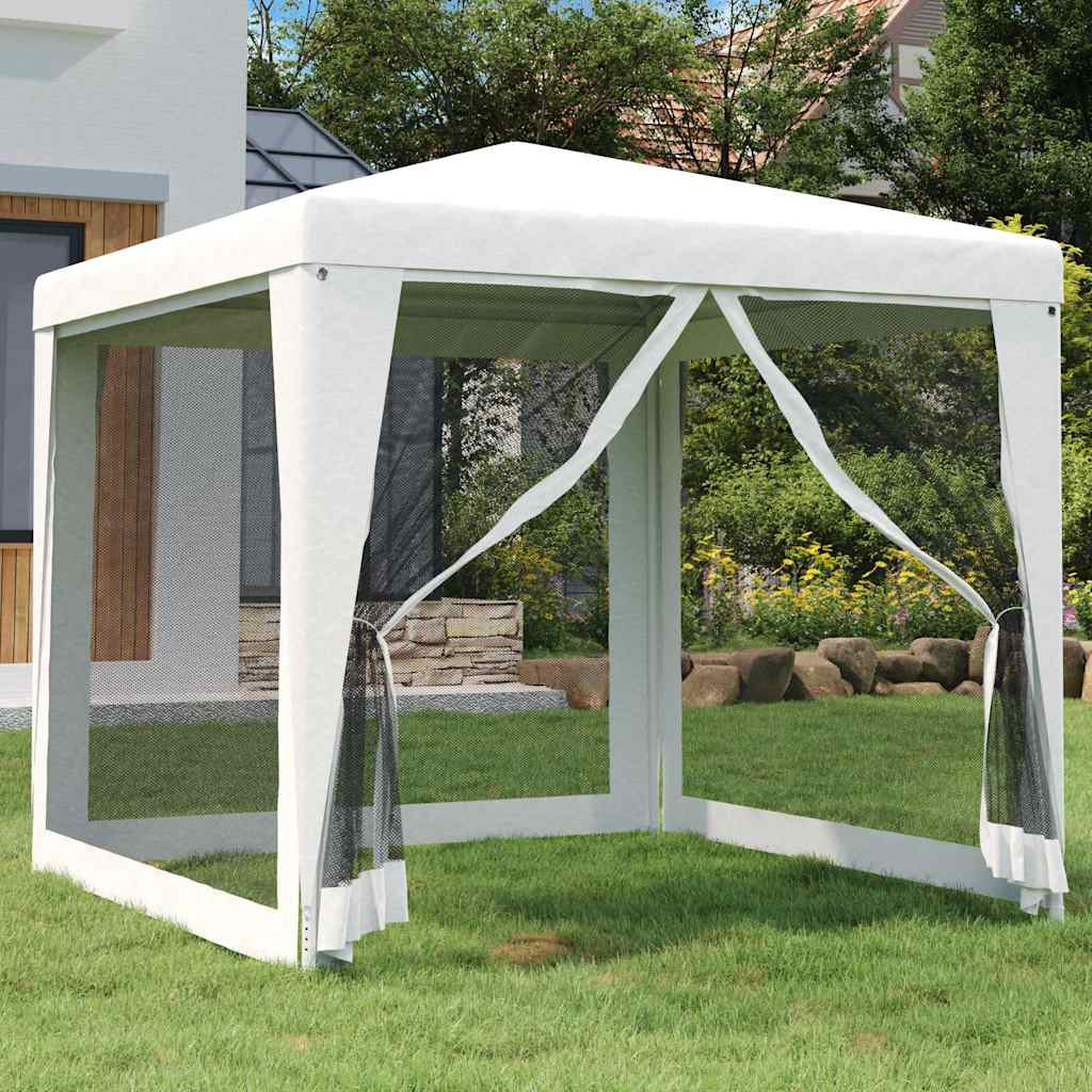 vidaXL Party Tent with 4 Mesh Sidewalls 2.5x2.5 m White 1
