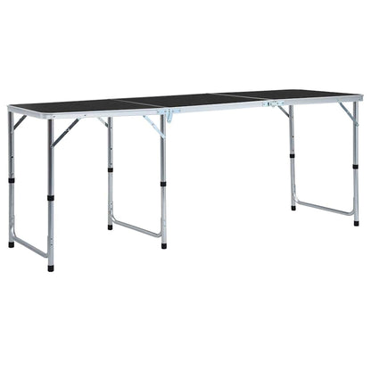 vidaXL Foldable Camping Table Grey Aluminium 180x60 cm 1