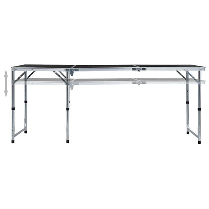 vidaXL Foldable Camping Table Grey Aluminium 180x60 cm 2