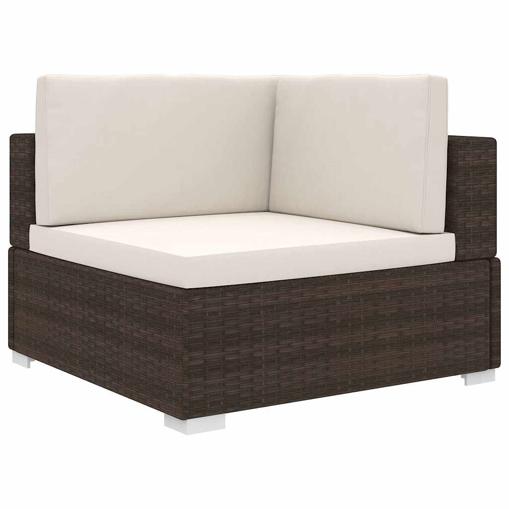 vidaXL Sectional Corner Chair with Cushions Poly Rattan Brown 1