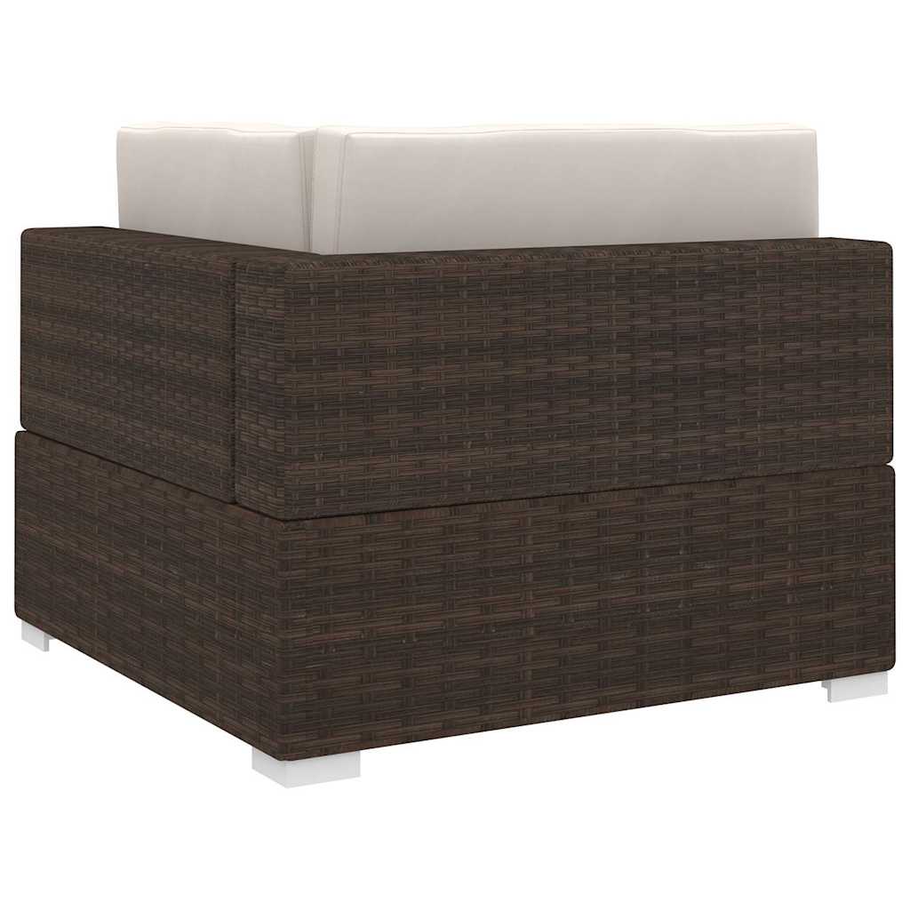 vidaXL Sectional Corner Chair with Cushions Poly Rattan Brown 3