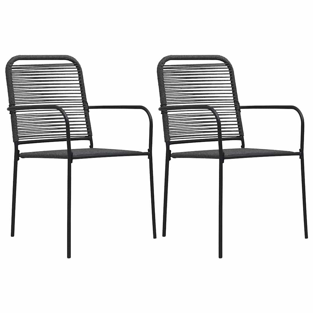 vidaXL Garden Chairs 2 pcs Cotton Rope and Steel Black 1