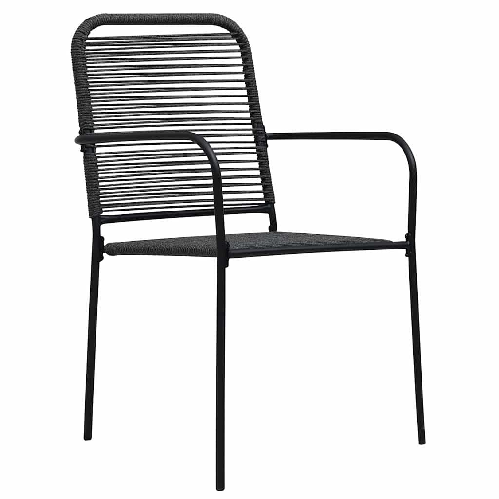 vidaXL Garden Chairs 2 pcs Cotton Rope and Steel Black 2