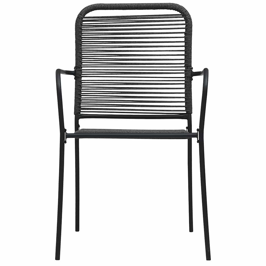 vidaXL Garden Chairs 2 pcs Cotton Rope and Steel Black 3