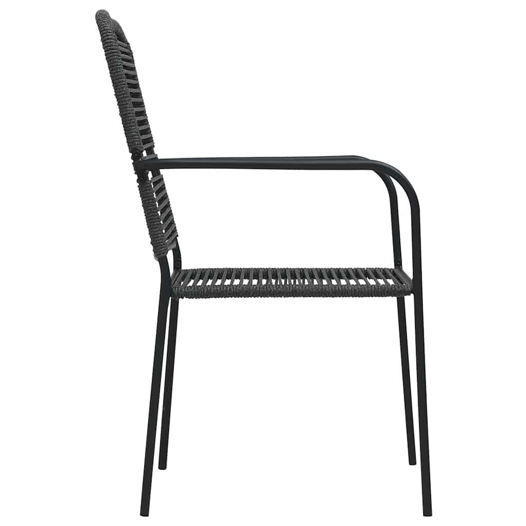 vidaXL Garden Chairs 2 pcs Cotton Rope and Steel Black 4