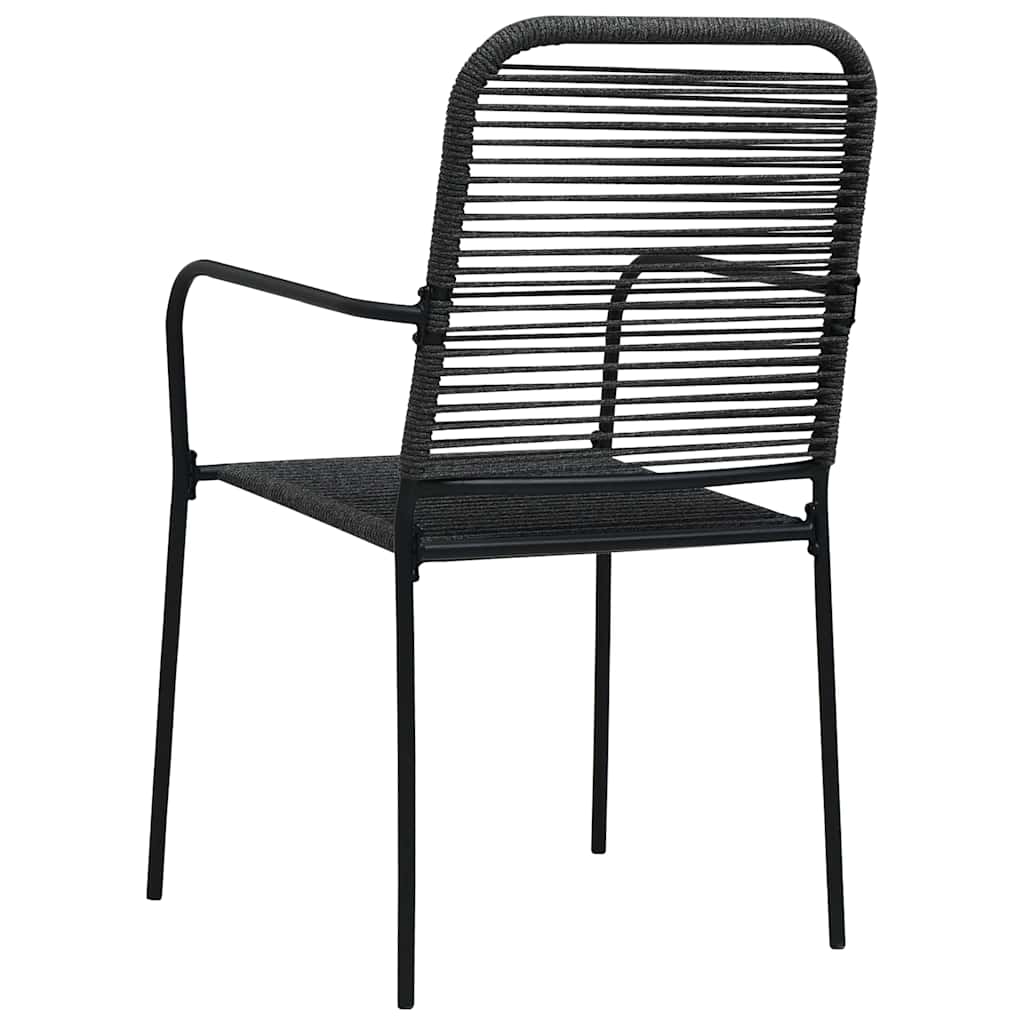 vidaXL Garden Chairs 2 pcs Cotton Rope and Steel Black 5
