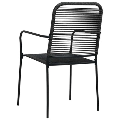vidaXL Garden Chairs 2 pcs Cotton Rope and Steel Black 5