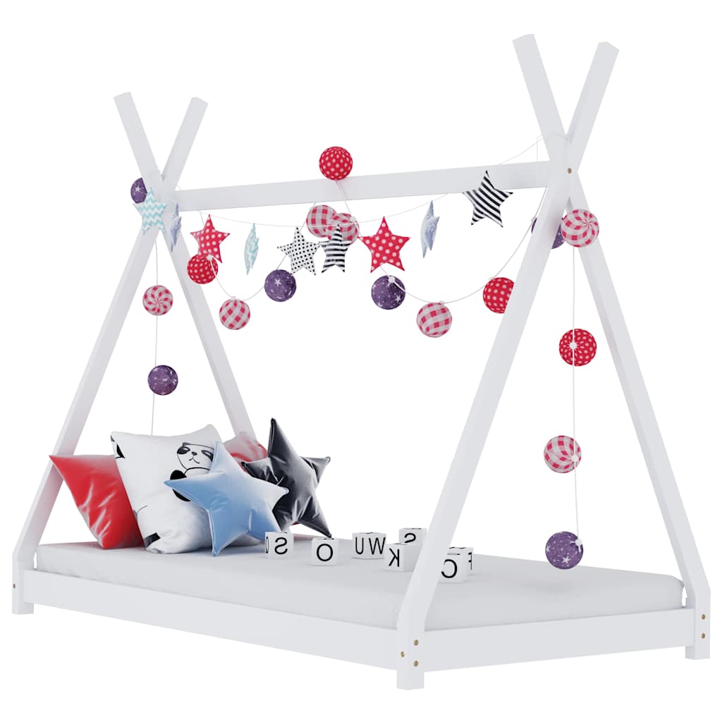 vidaXL Kids Bed Frame | White | Solid pine wood, Plywood slats | 80 x 160 cm 1