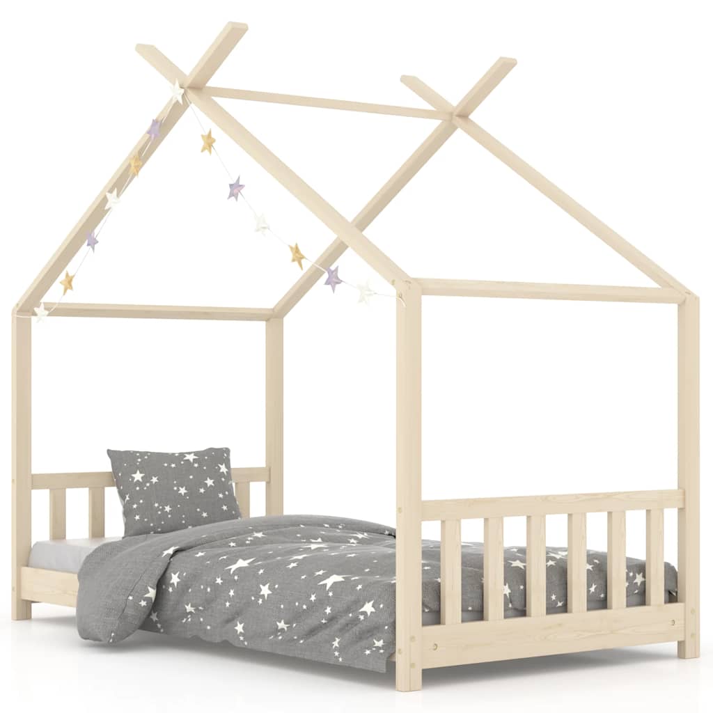 Kids Bed Frame Solid Pine Wood Brown